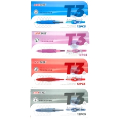 Hộp 12 cây bút viết gel nước bấm LEX / LEA / King T3 mực xanh / tím / đỏ / đen ngòi 0.5mm