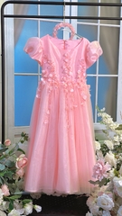 Váy Công Chúa Cao Cấp Màu Hồng Cho Bé Đính Hoạ Tiết Thủ Công