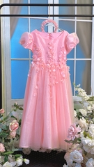 Váy Công Chúa Cao Cấp Màu Hồng Cho Bé Đính Hoạ Tiết Thủ Công