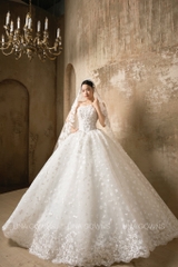 Voan Viền Ren Hoa Nổi 3D Cực Ấn Tượng UNA GOWNS