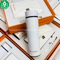 Bộ Quà Tặng Bình Giữ Nhiệt, Bút ký, Sổ Tay Bìa Da In Logo LALAMOVE