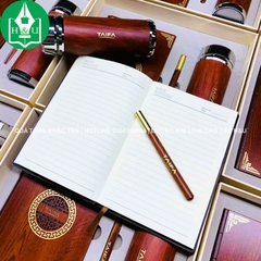 Bộ Quà Tặng Gỗ - Sổ Tay, Bình Giữ Nhiệt, Bút Ký Gia Công Logo Công Ty