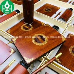 Bộ Quà Tặng Gỗ - Sổ Tay, Bình Giữ Nhiệt, Bút Ký Gia Công Logo Công Ty