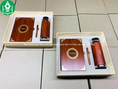 Bộ Quà Tặng Gỗ - Sổ Tay, Bình Giữ Nhiệt, Bút Ký Gia Công Logo Công Ty