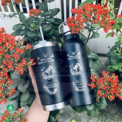 Ly Giữ Nhiệt 600ml – Khắc Phác Hoạ Cực Xinh, Món Quà Siêu Dễ Thương  Và Ý Nghĩa