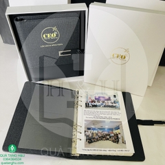 Sổ Da Bìa Còng Kết Hợp Với Hộp Đựng Có Gia Công Logo Làm Quà Tặng