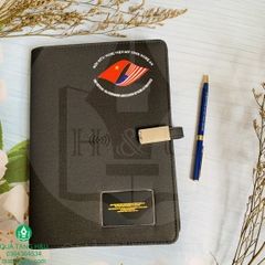 Sổ Sạc Đa Năng, Sổ Bìa Da Kiêm Sạc Dự Phòng In Logo Làm Quà Tặng