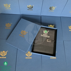 Sổ Tay Bìa Còng Da Pu In Logo - Quà Tặng Doanh Nghiệp Sang Trọng Từ Nhà H&U