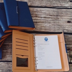 GIftset Sổ Tay Bìa Còng Và Bút Ký Kim Loại Màu Xanh Dương