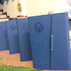 GIftset Sổ Tay Bìa Còng Và Bút Ký Kim Loại Màu Xanh Dương