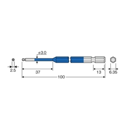 Mũi vít lục giác đầu bi 2.5x100mm ACBP-2510 Anex