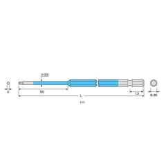 Mũi vít đầu lục giác 2x150mm ACHX-2015 Anex