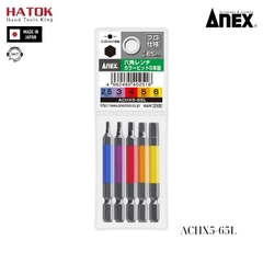 Vỉ 5 mũi vít đầu lục giác Anex ACHX5-65L Nhật Bản
