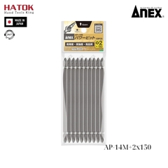 Vỉ 10 mũi vít 2 đầu có từ tính Anex AP-14M+2x150 Nhật Bản