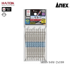 Vỉ 10 mũi vít 2 đầu có từ tính Anex ARHS-14M+2x110 Nhật Bản