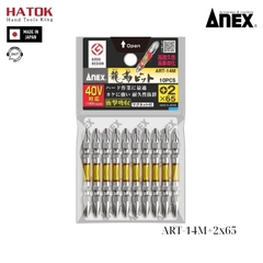 Vỉ 10 mũi vít 2 đầu có từ tính Anex ART-14M+2x65 Nhật Bản