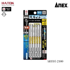 Vỉ 5 mũi vít 1 đầu có từ tính Anex ARTD5-2100 Nhật Bản