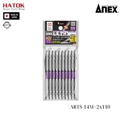 Vỉ 10 mũi vít 2 đầu có từ tính Anex ARTS-14M+2x110 Nhật Bản