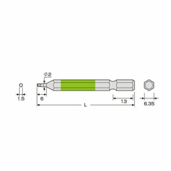 Mũi vít đầu lục giác 1.5x65mm ACHX-1565 Anex