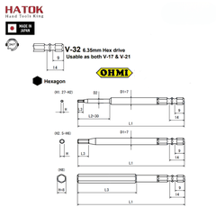 Đầu vặn ốc lục giác OHMI V-32X H3x7x100 Nhật Bản