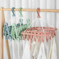 Móc Chùm Phơi 32 Kẹp Dùng Đễ Phơi Đồ Cho Trẻ Sơ Sinh, Phơi Đồ Lót, Tất, Tã Lót Có Thể Gấp Gọn