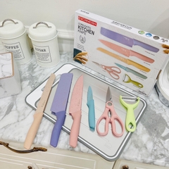 Bộ Dao Lúa Mạch Kháng Khuẩn 6 Món Hộp Đựng Cao Cấp, Set Dao 6 Chi Tiết Lúa Mạch Dụng Cụ Nhà Bếp
