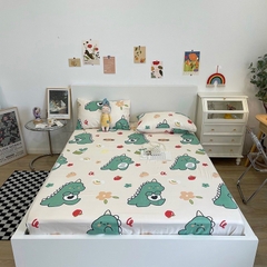 Set Ga Gối 3 Chi Tiết Khủng Long Grap Trải Giường Có Chun