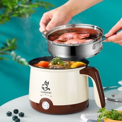 Nồi Lẩu Điện Mini, Nấu Mì 2 Tầng Kèm Giá Hấp Đa Năng  Nướng, Luộc, Chiên Chống Dính Vấn Đá Tiện Lợi, Ca nấu mì mẫu mới