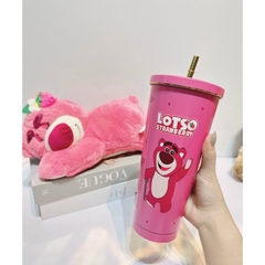 Ly Giữ Nhiệt Gấu Dâu Lotso 750ml Inox 304 Giữ Nhiệt 6-12h tặng Kèm Ống Hút