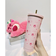 Ly Giữ Nhiệt Gấu Dâu Lotso 750ml Inox 304 Giữ Nhiệt 6-12h tặng Kèm Ống Hút