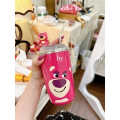 Ly Giữ Nhiệt Gấu Dâu Lotso 750ml Inox 304 Giữ Nhiệt 6-12h tặng Kèm Ống Hút