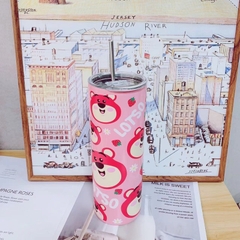 Ly Giữ Nhiệt Gấu Dâu Lotso 750ml Inox 304 Giữ Nhiệt 6-12h tặng Kèm Ống Hút