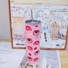 Ly Giữ Nhiệt Gấu Dâu Lotso 750ml Inox 304 Giữ Nhiệt 6-12h tặng Kèm Ống Hút