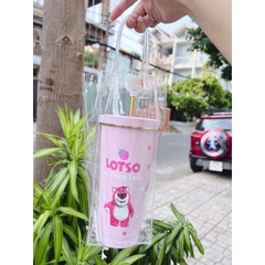 Ly Giữ Nhiệt Gấu Dâu Lotso 750ml Inox 304 Giữ Nhiệt 6-12h tặng Kèm Ống Hút
