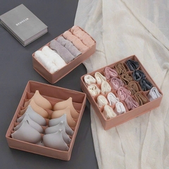 Set 3 Hộp Vải Đựng Đồ Lót Tất Vớ, Nhiều Ngăn Tiện Lợi, Siêu Tiết Kiệm Không Gian