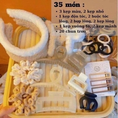 Set Kẹp 35 Món Bao Gồm Kẹp Tóc, Chun Buộc Tóc, Kẹp Lông, Kẹp Màu, Kẹp nhỏ, Bờm Cài Tóc