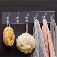 Thanh Móc Treo Đồ 6 Móc Siêu Dính Dán Tường Nhà Tắm,Nhà Bếp,Tủ Quần Áo Đa Năng