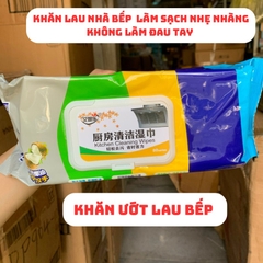 Khăn Ướt Lau Bếp Đa Năng Làm Sạch Bếp Giấy Ướt Lau Vệ Sinh Nhà Bếp Siêu Dai An Toàn Cho Da Tay Gói 80 Tờ