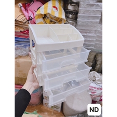 Kệ Đựng Mỹ Phẩm Đồ Trang Sức 4 Tầng Bằng Nhựa, Kệ Đựng Đồ Đa Năng 4 Tầng 3 Ngăn Kéo