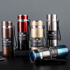 Bình Giữ Nhiệt Inox 304 1000ml Có Lõi Lọc Trà Giữ Nóng Lạnh 6-12 Tiếng Có Dây Đeo