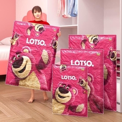 Set 10 Túi Hút Chân Không Gấu Dâu Kèm Ống Bơm Đựng Chăn Màn Quần Áo Gấu Bông