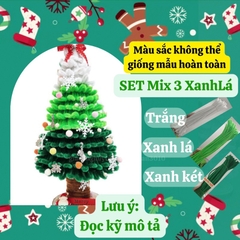 [Full phụ kiện ] Set Nguyên Liệu Làm Cây Thông Noel Bằng Kẽm Nhung Tặng Kèm Đèn Led