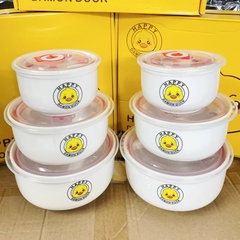 Set 3 Chén Sứ Có Hoạ Tiết Bảo Quản Thức Ăn Tươi Ngon Và Vệ Sinh An Toàn
