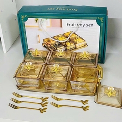 Bộ Khay Mứt 6 Ô Thuỷ Tinh Kèm Khay Meka