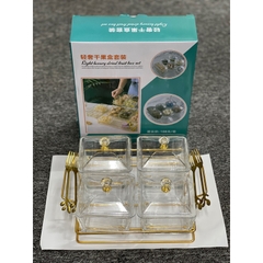 Bộ Khay Mứt 6 Ô Thuỷ Tinh Kèm Khay Meka