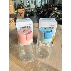 Lọ Đựng Gia Vị Thuỷ Tinh Nắp Màu Hũ Đựng Gia Vị Thông Minh Có Nút Bấm Tiện Lợi