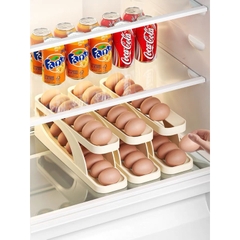 Khay Đựng Trứng 2 Tầng Tự Lăn 15 Quả Nhỏ Gọn Tiết Kiệm Không Gian Tủ Lạnh