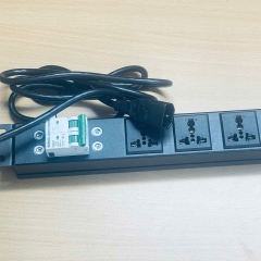 Thanh Phân Phối Nguồn Điện PDU Rack Universal 6 Way UK Outlet Có MCB SINGI Công Suất Max 16A to C14 Plug Power Cord 3x1.0mm² Dài 2M