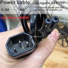 Dây Nguồn IEC320 C14 to C7 Laptop Power Adapter Cable Cord 250V 10A 2.5A 2x0.75mm²
