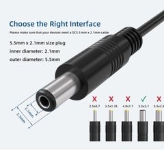 Cáp 2M 6.56ft USB 2.0 Type A to DC 5.5mm x 2.1mm DC 5V Power Barrel Plug Connector Cable